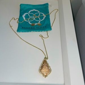 Kendra Scott rose gold + gold necklace & earrings